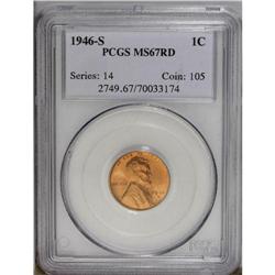 1946-S 1C MS67 Red PCGS. Well struck and fully lustrou