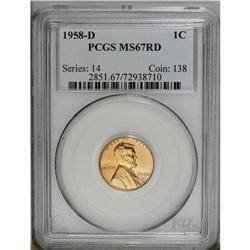 1958-D 1C MS67 Red PCGS. Bright orange luster and nice