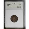 1909-S VDB 1C Fine 12 ANACS. Pleasing medium brown pat