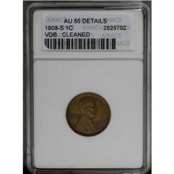 1909-S VDB 1C --Cleaned--ANACS. AU55 Details. This shar