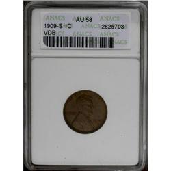1909-S VDB 1C AU58 ANACS. This sharp medium brown key