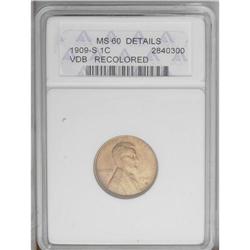 1909-S VDB 1C --Recolored--ANACS. MS60 Details. Althoug