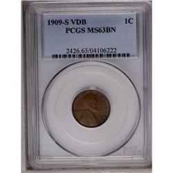 1909-S VDB 1C MS63 Brown PCGS. Excellent medium brown