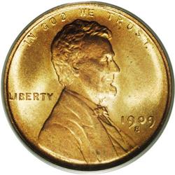 1909-S 1C MS66 Red PCGS. Highly lustrous yellow-gold a