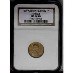 1909-S/Hor S 1C MS64 Red and Brown NGC. FS-012.3. The