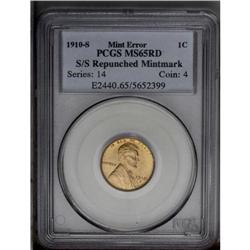 1910-S/S 1C MS65 Red PCGS. FS-012.7. The mintmark is c
