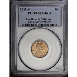 1912-S 1C MS64 Red PCGS. Ex: Ron Bozarth Collection. A