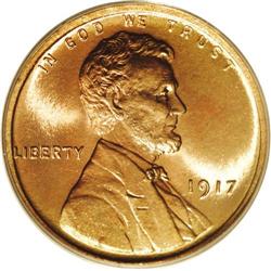1917 1C MS67 Red PCGS. The 1917 Philadelphia cent is c