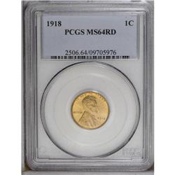 1918 1C MS64 Red PCGS. Bright orange-red mint luster i