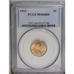 1923 1C MS66 Red PCGS. Fiery orange-red surfaces displ