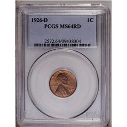 1926-D 1C MS64 Red PCGS. A satiny brick-red near-Gem w