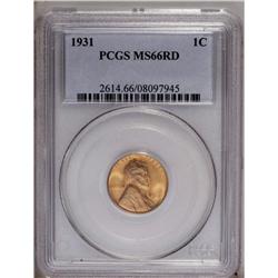 1931 1C MS66 Red PCGS. Full red Mint State survivors o