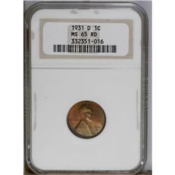 1931-D 1C MS65 Red NGC. Cherry-red and olive-green lus