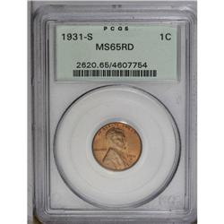 1931-S 1C MS65 Red PCGS. Sharply struck with bright or