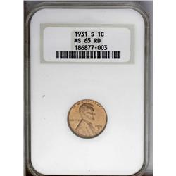 1931-S 1C MS65 Red NGC. A sharply struck rose-gold Gem