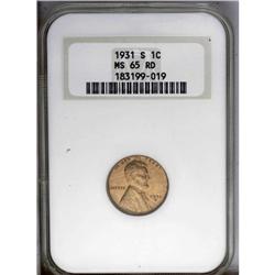 1931-S 1C MS65 Red NGC. A lustrous brick-red represent