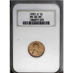 1931-S 1C MS65 Red NGC. An impressive cherry-red Gem t