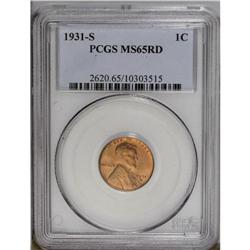 1931-S 1C MS65 Red PCGS. Orange-gold luster pervades w