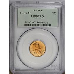 1937-S 1C MS67 Red PCGS. An outstanding orange-gold Su