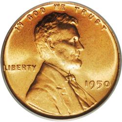 1950 1C MS67 Red PCGS. A vibrant reddish-orange dazzle