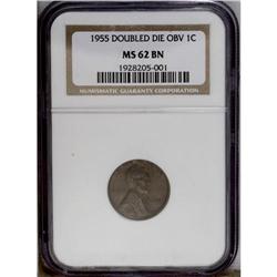 1955/55 1C Doubled Die Obverse MS62 Brown NGC. This po