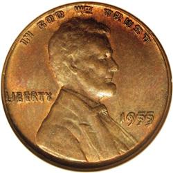 1955/55 1C Doubled Die Obverse MS64 Red and Brown NGC.