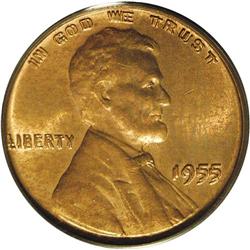 1955/55 1C Doubled Die Obverse MS64 Red PCGS. Perhaps