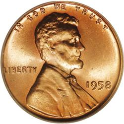 1958 1C MS67 Red PCGS. Frosty and lustrous with brilli