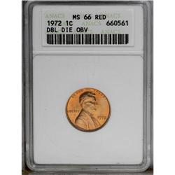 1972/72 1C Doubled Die MS66 Red ANACS. A lustrous oran