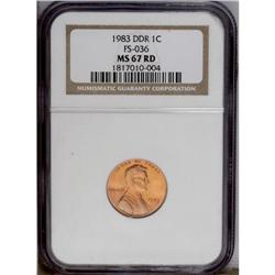 1983 1C Doubled Die Reverse MS67 Red NGC. FS-036. Reve