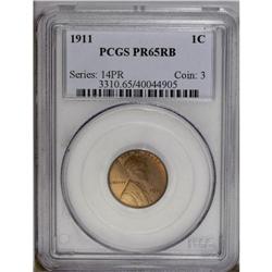 1911 1C PR65 Red and Brown PCGS. Copper-gold and tan-b