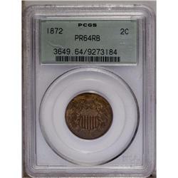 1872 2C PR64 Red and Brown PCGS. Many 1872 proofs are