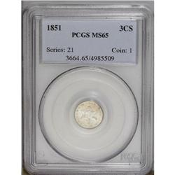 1851 3CS MS65 PCGS. The strike is above average for th