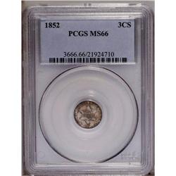 1852 3CS MS66 PCGS. Speckled olive-brown, sea-green, r
