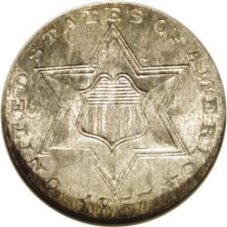 1857 3CS MS65 NGC. The 1857 trime is from the Type Two