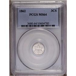 1862 3CS MS64 PCGS. This piece has the look of an unqu