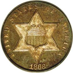1868 3CS PR66 Cameo PCGS. Some 440 1868 proof Three Ce