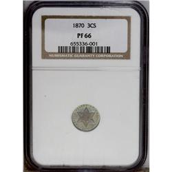 1870 3CS PR66 NGC. Many of the 1,000 proofs apparently