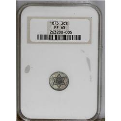1873 3CS PR65 NGC. An important proof-only issue and a
