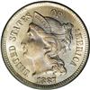 1887 3CN MS66 PCGS. A scarce, low mintage business str