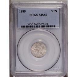 1889 3CN MS66 PCGS. Extraordinary quality for this fin
