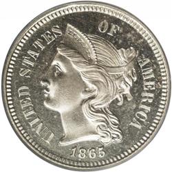 1865 3CN PR65 Cameo PCGS. A lovely, untoned Cameo exam