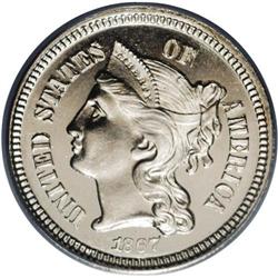 1867 3CN PR66 Cameo PCGS. The 1867 three cent nickel i