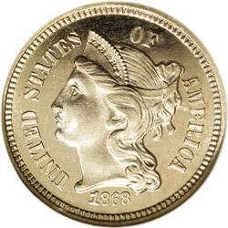1868 3CN PR66 Cameo NGC. This is a fully struck Gem Ca