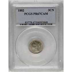 1882 3CN PR67 Cameo PCGS. An impressive Cameo proof of