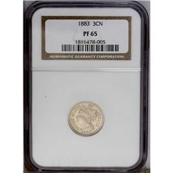 1883 3CN PR65 NGC. A thin veneer of champagne patina o