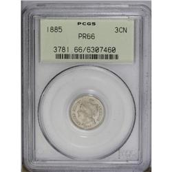 1885 3CN PR66 PCGS. Sharply struck with smooth, seemin