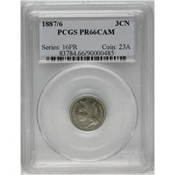 1887/6 3CN PR66 Cameo PCGS. Sharply visible overdate f