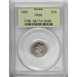 1889 3CN PR66 PCGS. A meticulously struck final year P