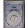 Image 1 : 1867 5C No Rays MS64 PCGS. Boldly struck except for so